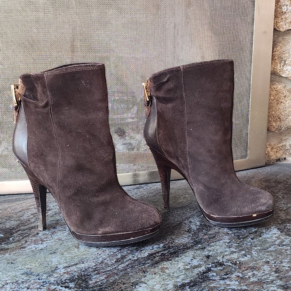 Michael Kors Brown Suede High Heeled Ankle Booties Size 8M - Picture 8 of 15